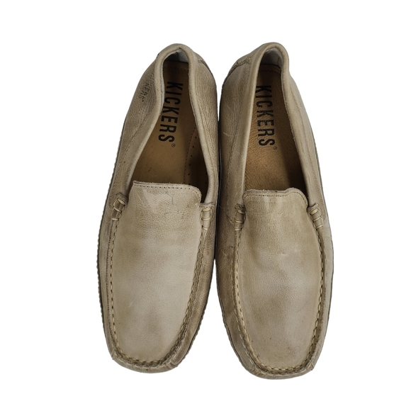 Kickers men's taupe leather slip-on driving loafers size EUR 42 and US 8.5 - Picture 3 of 12